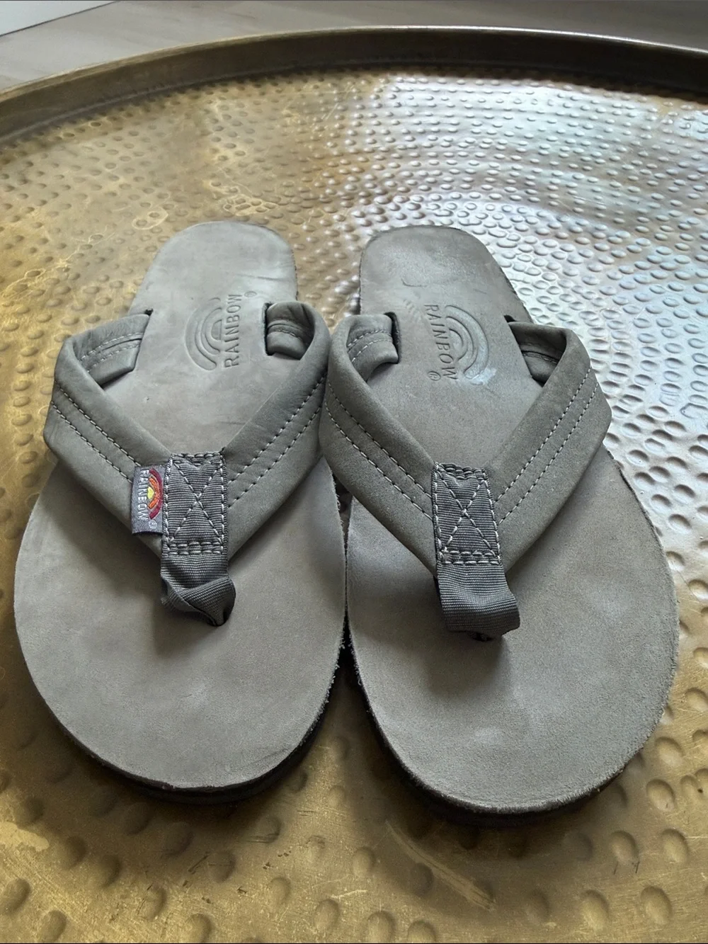 Rainbow Sandals Grey Suede Flip Flops - Picture 1 of 4